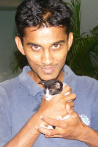 Sagar and Frazzle the kitten