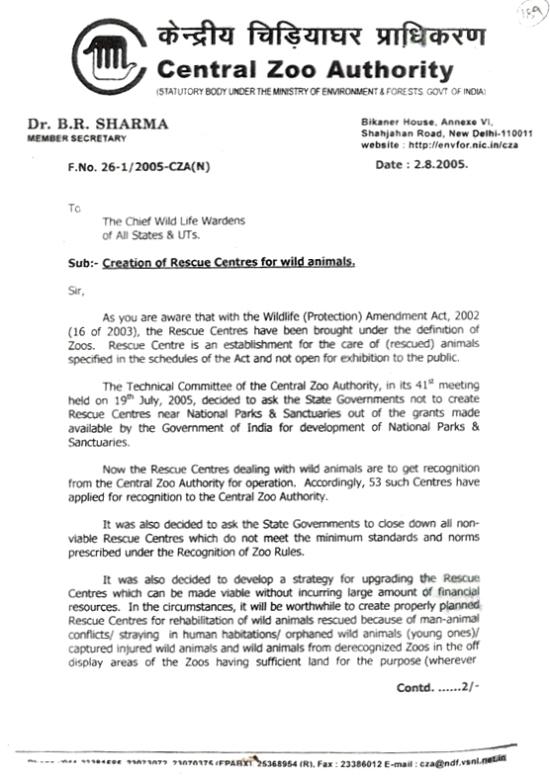 Central-Zoo-Authority-Letter